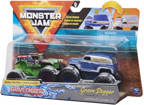 Set 2 masinute Grave Digger si Grave Digger Chesapeake Color Change Monster Jam Spin Master