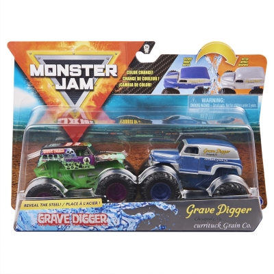 Set 2 masinute Grave Digger si Grave Digger Chesapeake Color Change Monster Jam Spin Master