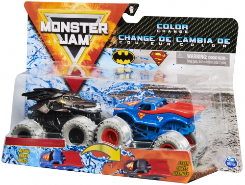 Set 2 masinute Batman si Superman Color Change Monster Jam Spin Master