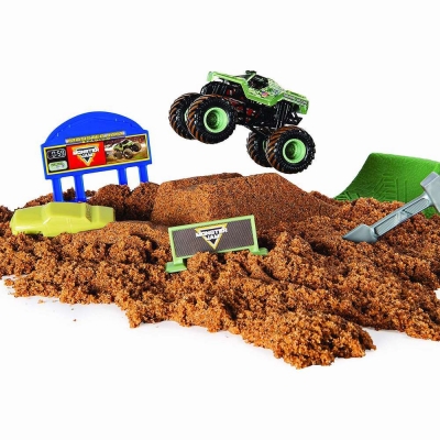 Masina de jucarie macheta Monster Dirt set camioneta cu nisip si accesorii cu rampa Monster Jam Spin Master