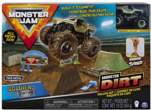 Masina de jucarie macheta Monster Dirt set camioneta cu nisip si accesorii cu rampa Monster Jam Spin Master