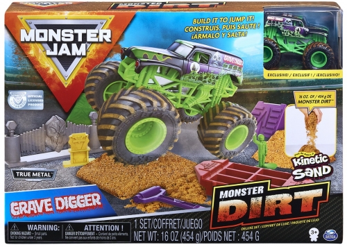 Masina de jucarie macheta Grave Digger set cu nisip si accesorii Monster Jam Spin Master