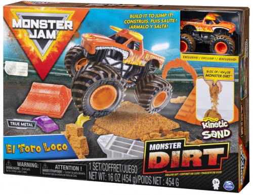 Masina de jucarie macheta El Toro Loco set camioneta cu nisip si accesorii Monster Jam Spin Master