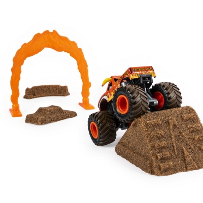 Masina de jucarie macheta El Toro Loco set camioneta cu nisip si accesorii Monster Jam Spin Master