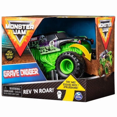 Masina de jucarie Macheta Grave Digger, seria Roar, scara 1 La 43, Monster Jam Spin Master