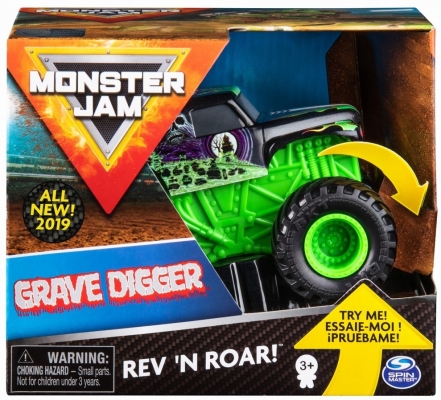 Masina de jucarie Macheta Grave Digger, seria Roar, scara 1 La 43, Monster Jam Spin Master