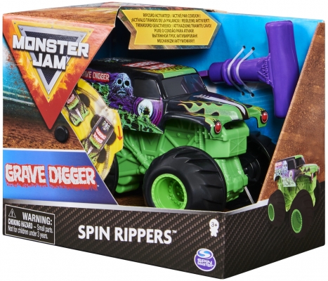 Masina de jucarie Grave Digger, seria Spin Rippers, scara 1 La 43, Monster Jam Spin Master