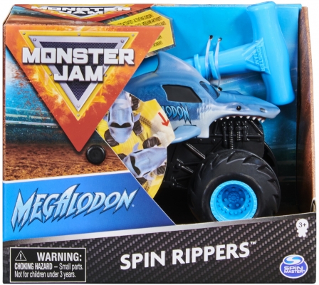 Masina de jucarie Megalodon seria Spin Rippers, scara 1 la 43, Monster Jam Spin Master