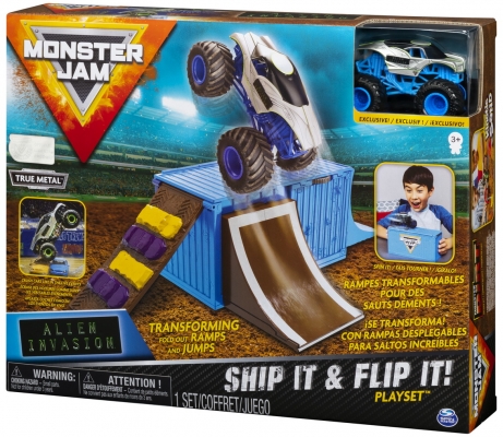 Masina de jucarie macheta set cascadorii in Container Alien Invasion Monster Jam Spin Master