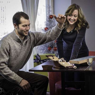 Joc de societate Marbles rock me Archimede, din lemn Spin Master