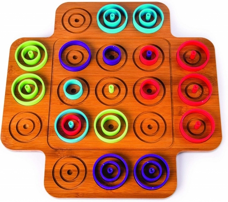 Joc de societate Marbles Otrio Deluxe Edition, din lemn, Spin Master