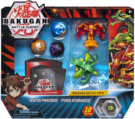 Set de lupta figurine Bakugan cu 5 bile Ventus Phaedrus Si Pyrus Hydranoid Spin Master