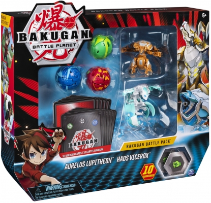 Set de lupta figurine Bakugan cu 5 bile Aurelus Lupitheon si Haos Vicerox Spin Master