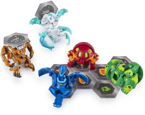 Set de lupta figurine Bakugan cu 5 bile Aurelus Lupitheon si Haos Vicerox Spin Master