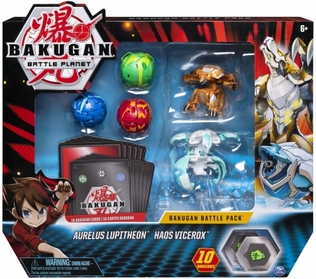 Set de lupta figurine Bakugan cu 5 bile Aurelus Lupitheon si Haos Vicerox Spin Master