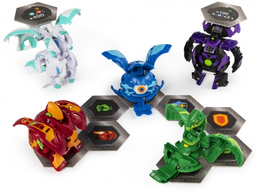 Set de lupta figurine Bakugan cu 5 bile Haos Dragonoid si Darkus Goreene Spin Master