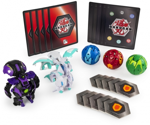 Set de lupta figurine Bakugan cu 5 bile Haos Dragonoid si Darkus Goreene Spin Master