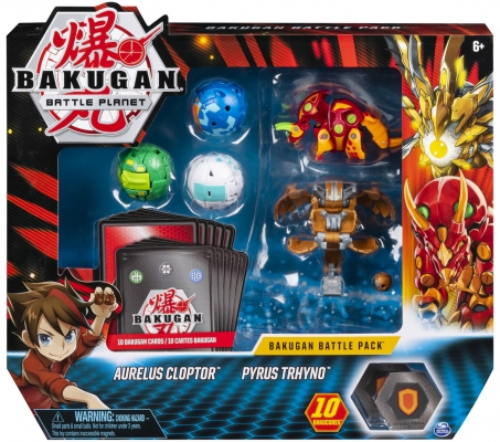Set de lupta figurine Bakugan cu 5 bile Aurelus Cloptor si Pyrus Trhyno Spin Master