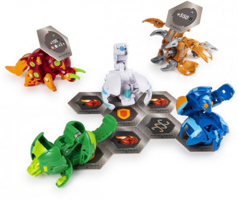 Set de lupta figurine Bakugan cu 5 bile Aurelus Cloptor si Pyrus Trhyno Spin Master