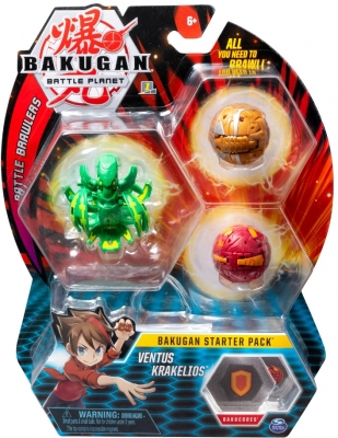 Set figurine bila Bakugan Start Pack Ventus Krakeltos 3 buc/set Spin Master