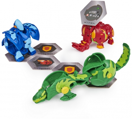 Set figurine bila Bakugan Start Pack Pyrus Trunkanious 3 buc/set Spin Master