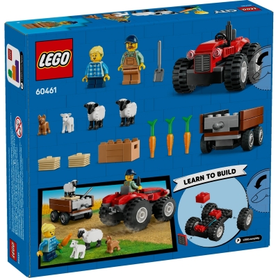 Tractor de ferma rosu cu remorca si oi 60461 LEGO City