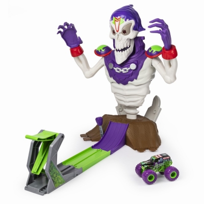 Masina de jucarie si pista cu lansator Doboara-l pe Grimm Monster Jam Spin Master