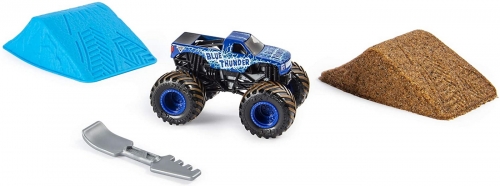 Masina de jucarie macheta Thunder Blue set camioneta cu nisip kinetic Monster Jam Spin Master