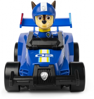 Figurina Chase cu masina de curse cu sunete si motor Pull-back Patrula Catelusilor Spin Master