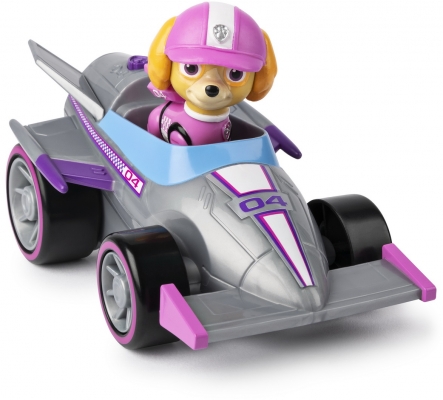 PATRULA CATELUSILOR SKYE MASINA DE CURSE CU SUNETE SI MOTOR PULL-BACK SPIN MASTER