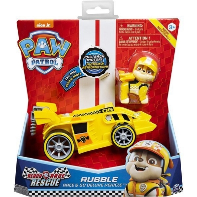 PATRULA CATELUSILOR RUBBLE MASINA DE CURSE CU SUNETE SI MOTOR PULL-BACK SPIN MASTER