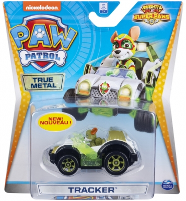 PATRULA CATELUSILOR MACHETA METALICA TRACKER SUPER EROU CU MASINA 4X4 SPIN MASTER
