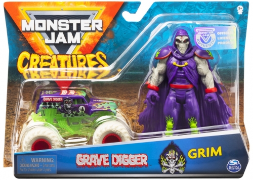 Masina de jucarie Macheta Groparul si figurina Grim Monster Jam Spin Master