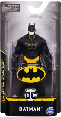 Figurina Batman costum complet negru, 15 cm, Spin Master