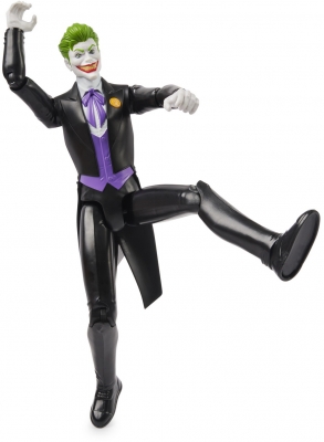 Figurina Joker costum negru, cu 11 puncte de articulatie, 30 cm, Batman Spin Master