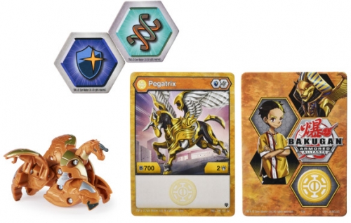 Figurina bila Bakugan S2 Basic Golden Pegatrix cu card Baku-gear Spin Master