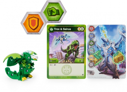 Figurina bila Bakugan S2 Basic Trox cu card Baku-gear Sairus Spin Master
