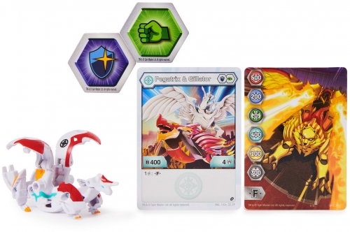 Figurina bila Bakugan S2 Basic Pegatrix cu card Baku-gear Spin Master