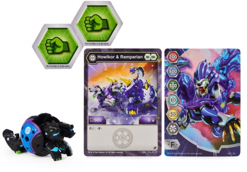 Figurina bila Bakugan S2 Basic Howlkor cu card Baku-gear Ramparian Spin Master