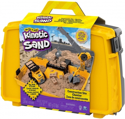 Set de joaca nisip kinetic, excaveaza construieste si demoleaza, in cutie cu maner Spin Master