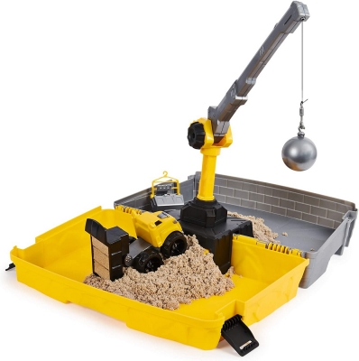 Set de joaca nisip kinetic, excaveaza construieste si demoleaza, in cutie cu maner Spin Master