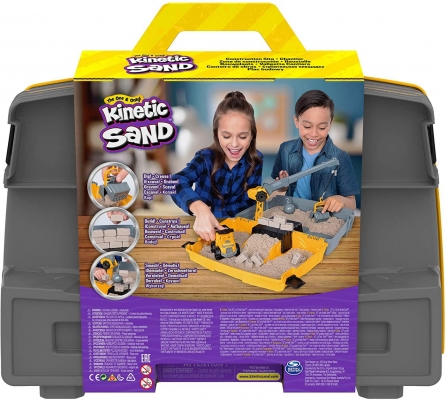 Set de joaca nisip kinetic, excaveaza construieste si demoleaza, in cutie cu maner Spin Master