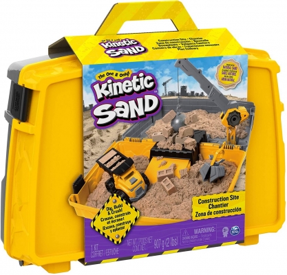 Set de joaca nisip kinetic, excaveaza construieste si demoleaza, in cutie cu maner Spin Master