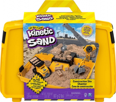 Set de joaca nisip kinetic, excaveaza construieste si demoleaza, in cutie cu maner Spin Master