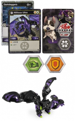 Figurina bila Bakugan S2 Ultra Nillious cu card Baku-gear Spin Master