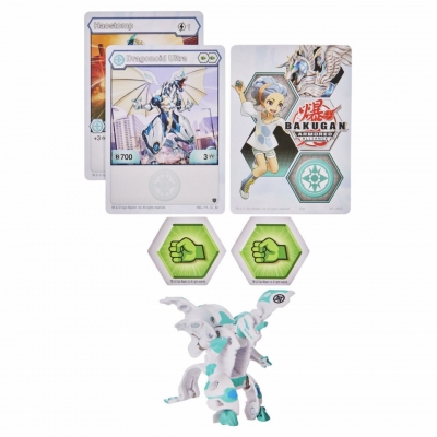 Figurina bila Bakugan S2 Ultra Dragonoid Blue cu card Baku-gear Spin Master