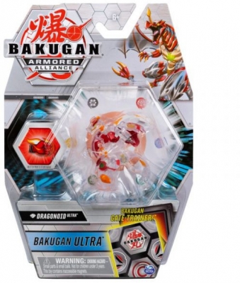 Figurina bila Bakugan S2 Ultra Dragonoid Red cu card Baku-gear Spin Master