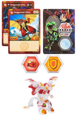 Figurina bila Bakugan S2 Ultra Dragonoid Red cu card Baku-gear Spin Master