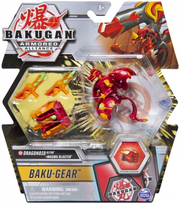 Figurina bila Bakugan S2 Ultra Dragonoid cu echipament Baku-gear Magma Blaster Spin Master