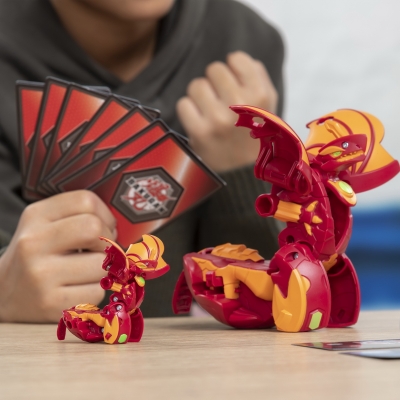 Figurina bila Bakugan S2 Ultra Dragonoid cu echipament Baku-gear Magma Blaster Spin Master